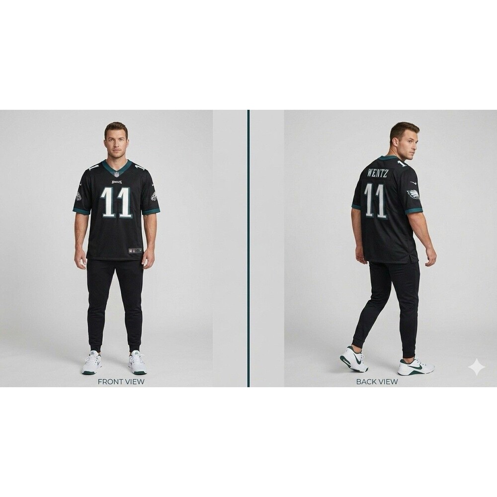 Nike NFL Men Philadelphia Eagles Carson Wentz 11 Jersey Black Vapor Dri-Fit XXL